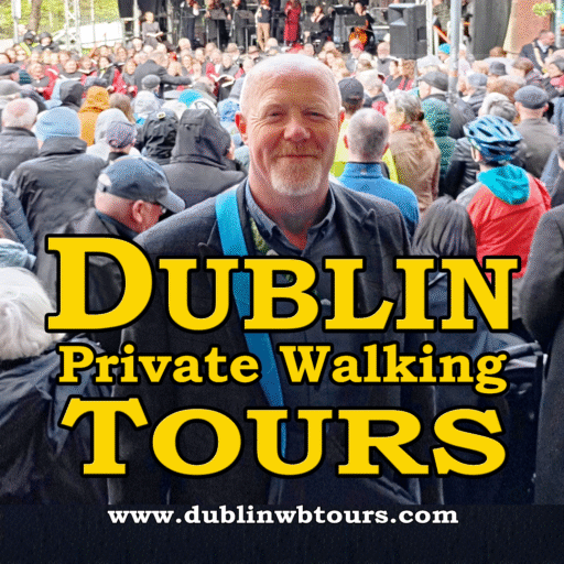 David of Dublin Walkabout Tours standing on Fishamble Street during the Handel's Messiah Anniversary Concert in Dublin.