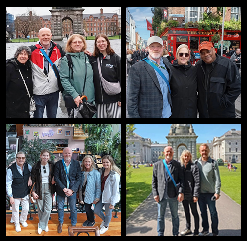 Dublin local guide David pictured with his guests on his private walking tours of Dublin city with Dublin Walkabout Tours