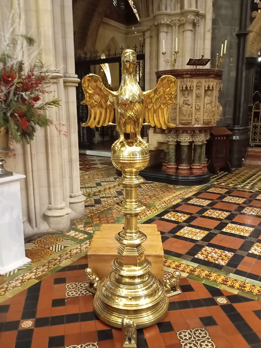lectern in Dublin Christ Church Cathedral on private tour with local guide David of Dublin Walkabout Tours