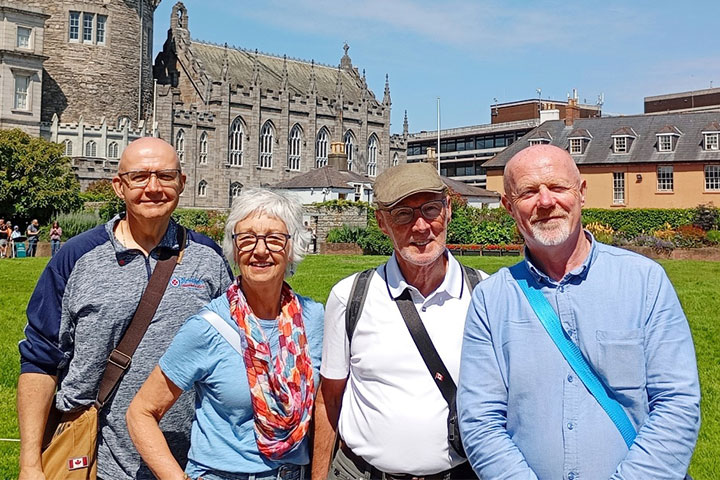Visitors exploring Dubh Linn Gardens with local guide David