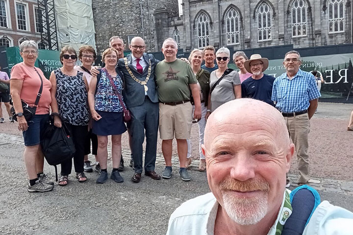 Guide David with the Lord Mayor and guests at Dublin Castle on Private Walking Tour