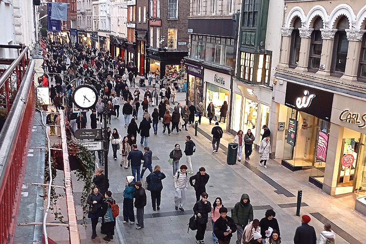 Busy Grafton Street Dublin with local Tour guide David