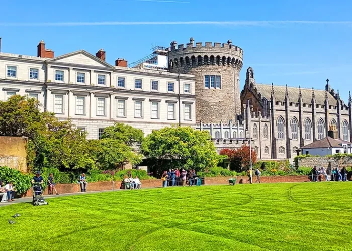 Dublin Guide David on a Dublin Private Tour with guests in Dublin Castle gardens