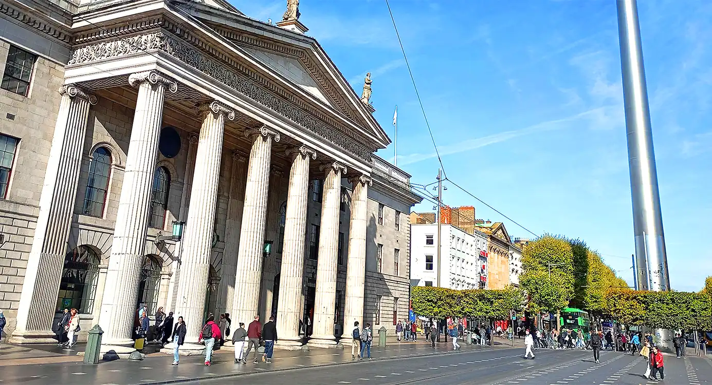 View of Dublin Spire and GPO on a Private Walking Tour of Dublin with local guide David of Dublin walkabout tours